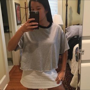 Vintage raw hem ringer tee