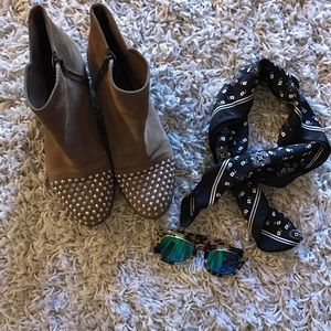 Steve Madden suede booties, Silver Studded
