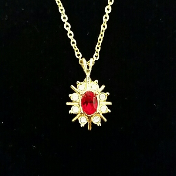 Rudy & Crystal Gold Plated Charm & Necklace (NWOT)