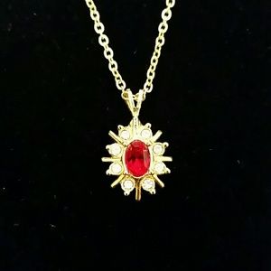 Rudy & Crystal Gold Plated Charm & Necklace (NWOT)