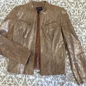 VS 2 BY VAKKO Brown BRONZE LEATHER JACKET 😍
