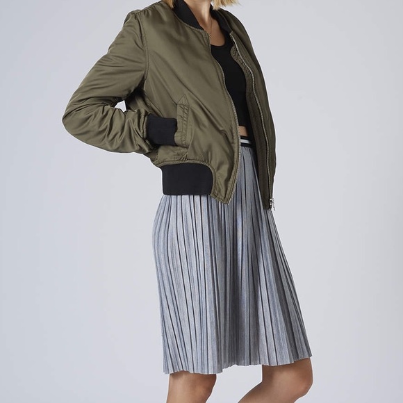 Topshop grey pleated midi skirt