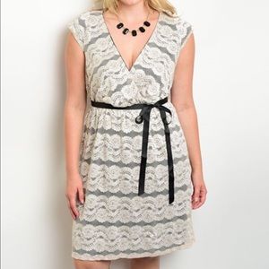 Beige Black Plus Size Dress