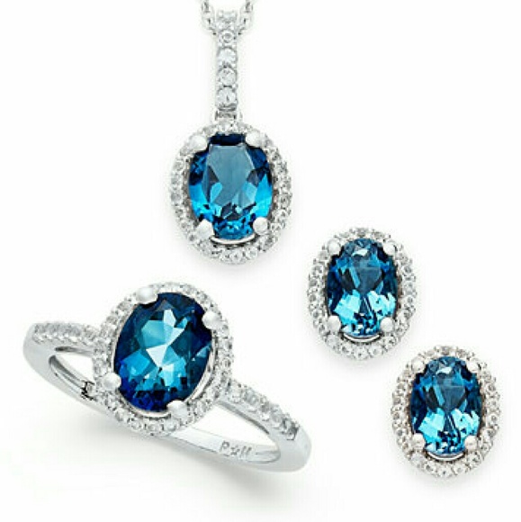 (Ring Only) 925 SS London Blue & White Topaz