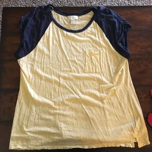 Blue and yellow short sleeve t-shirt