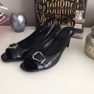 Cole Haan black leather sling back pump