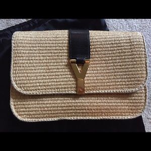YVES SAIN LAURENT STRAW CHYC SHOULDER BAG