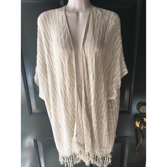 Deb Sweaters - ✨ Beige fringe boho shawl cardigan soft sweater