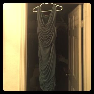 Green rouched chiffon dress
