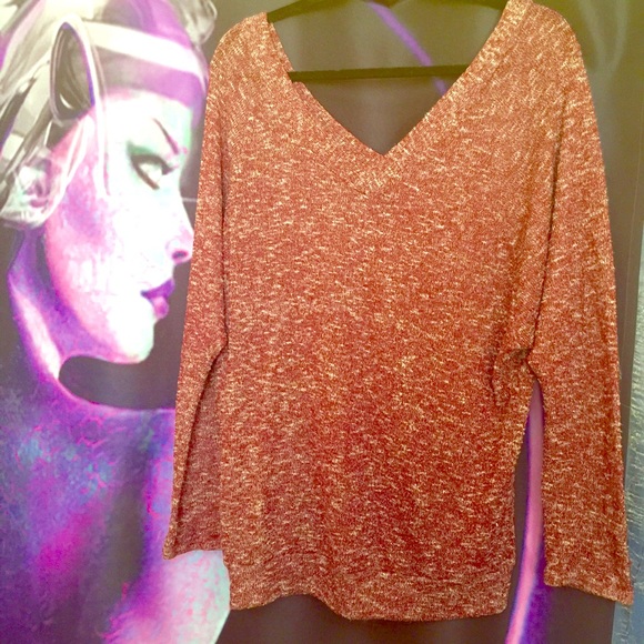 Double Vneck pullover sweater lightweight open wv