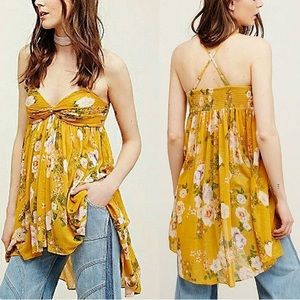 NWT Free People floral top yellow