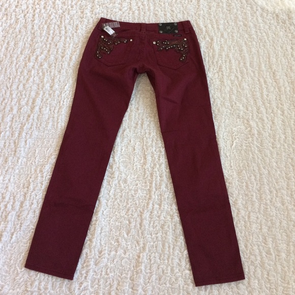 Miss Me skinny Burgundy Red denim Sz 30 NWT