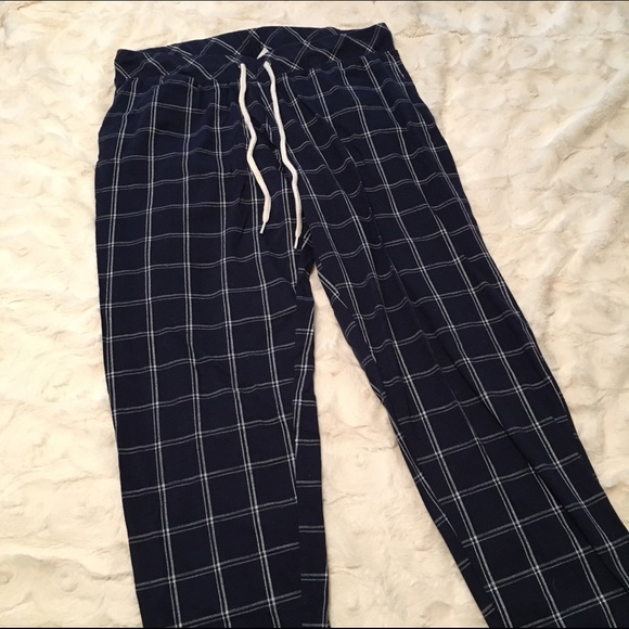 Navy Windowpane Joggers