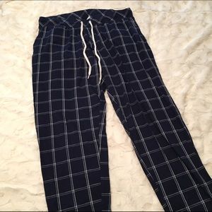 Navy Windowpane Joggers