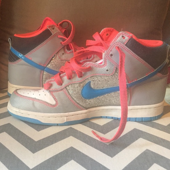 NIKE gray pink blue gray & glitter nikes