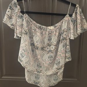 Off the shoulder paisley print shirt (size S)