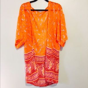 Orange kimono red holiday western paisley