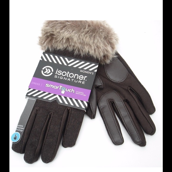 🆕🎉ISOTONER BLACK WOOL BLEND GLOVES - Picture 2 of 4