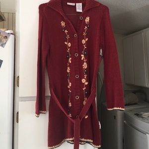 Girl's Maroon Knee-Length Sweater