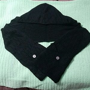 Black Hooded Scarf with Pockets