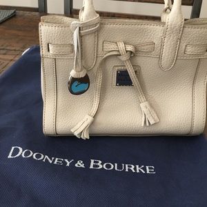 Mini White Leather Tassle Bag