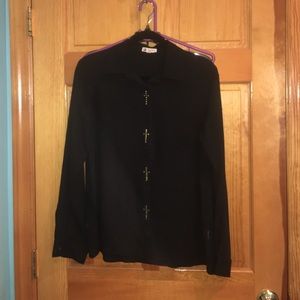 Black Cross Button Up