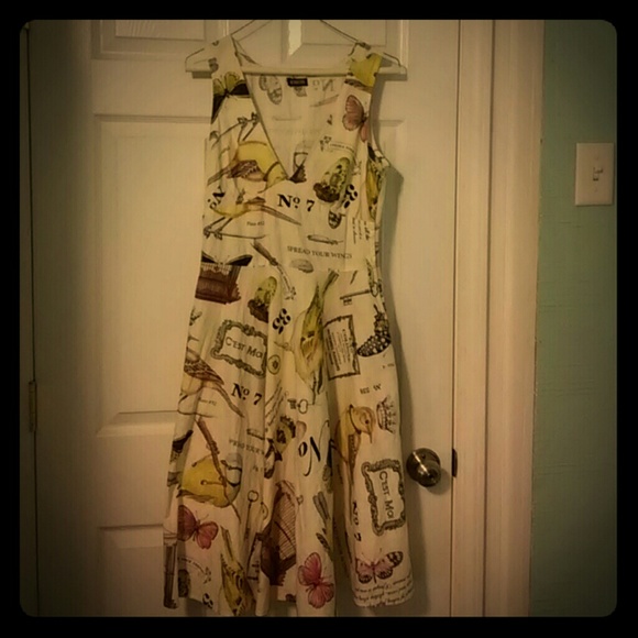 French Bird Print Dress PRICE DROP