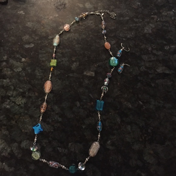 Venetian glass necklace and earring set