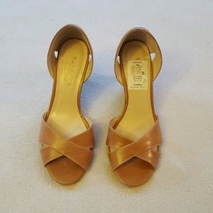 Talbots tan wedge vachetta sandal