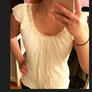 Ivory top with beaded collar