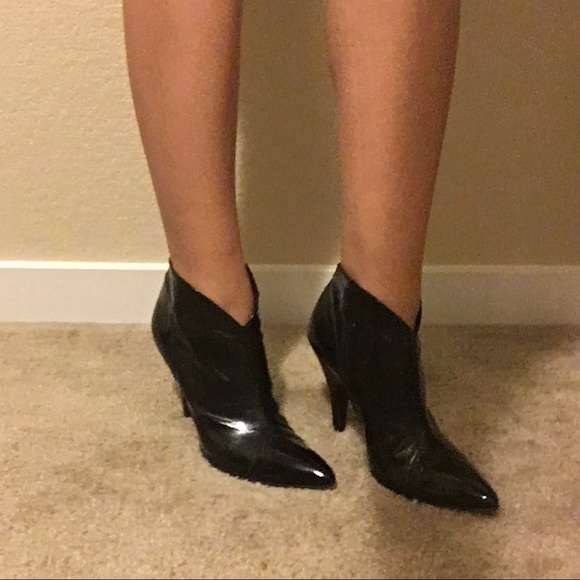 BCBGirls Booties Black "rugged patent"