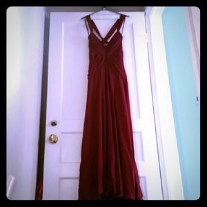 Red silk formal dress