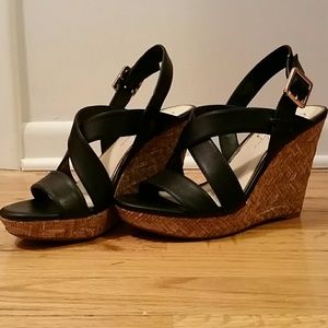 Black strappy wedges BRAND NEW