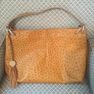 FURLA Ostrich Embossed Leather Handbag