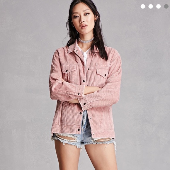 Used dusty pink corduroy oversized jacket - Picture 3 of 8