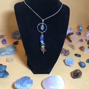 Crystal chakras with hanging quart necklace