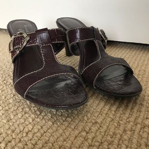 Anne Klein Dark Chocolate Brown Croc Sandal