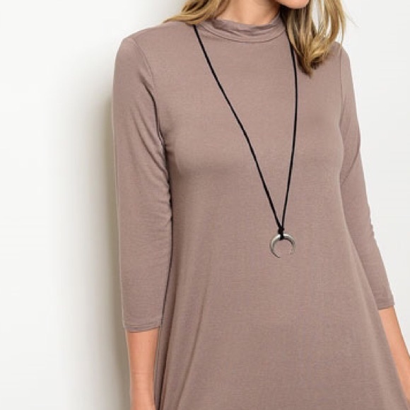 🎈LAST ONE🎈Mocha Tan Jersey Tunic Dress - Picture 3 of 3