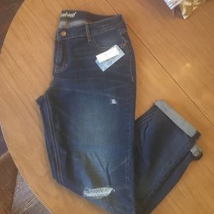 Old Navy "The Boyfriend" distressed dark jeans.