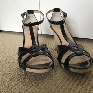 LOFT Black Patent Heeled Sandal
