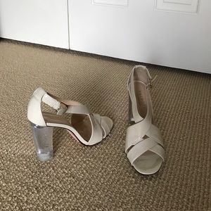 Cream Lucite Heeled Sandal