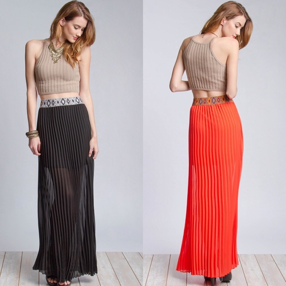 🎉CLEARANCE🎉 Black Pleated Accordion Maxi Skirt - Picture 2 of 4