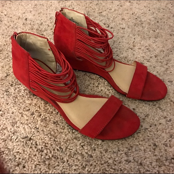 Ana red wedge sandals