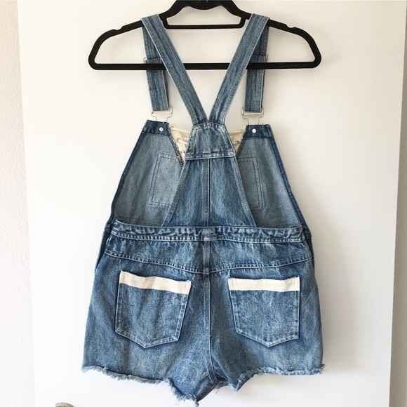 New denim lace up overall shorts - Picture 4 of 6
