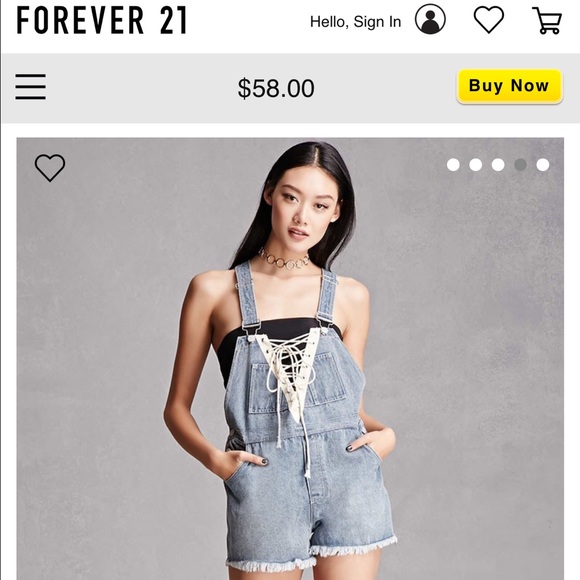 New denim lace up overall shorts - Picture 6 of 6