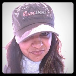 *Coors Light*, grey colored military cadet fit hat