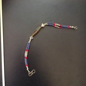 Real Lapis beads bracelet silver look bracelet