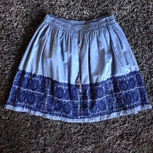 Blue embroidered Jcrew skirt