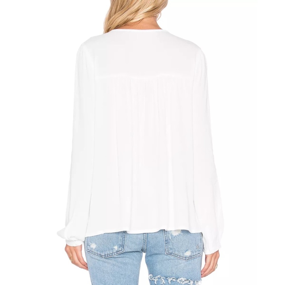 PEASANT BLOUSE Intricate Long Sleeve Lace Up Tunic - Picture 3 of 7