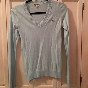 Sky blue Lacoste jersey V-neck sweater